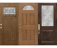 Showing three woodgrain ProVia fiberglass entry doors. Brands are Embarq, Signet, and Heritage from ProVia. Order and request install from Cornerstone Home Improvements.